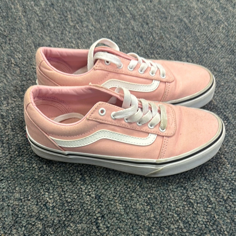 Vans Pink and White Low-Top Sneakers - Kids Size 3